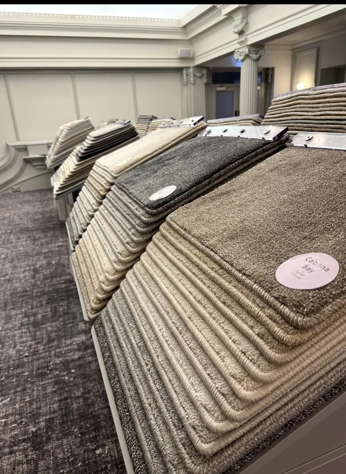 Cut pile samples in a range of colours