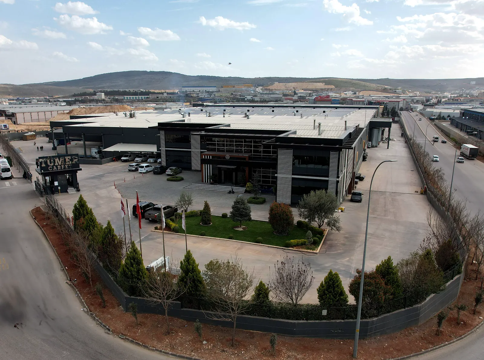 Aerial view of the Tümer Halı head office and factory