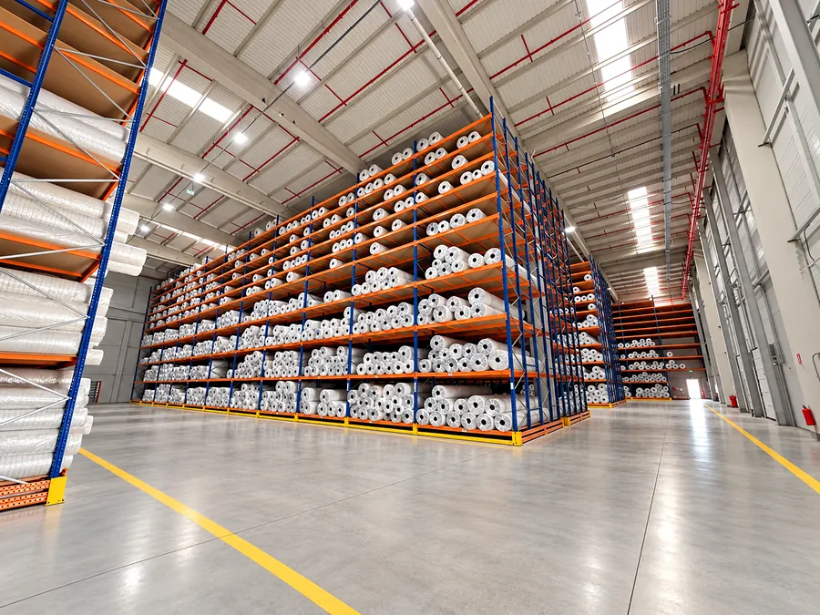 High-bay racking in the shipping warehouse